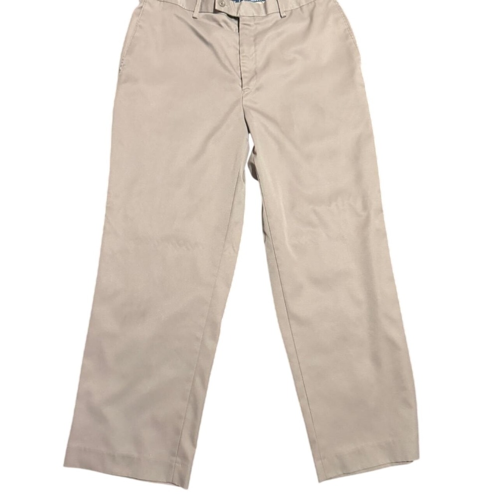 SaddleBred Mens Khaki Dress Pants Tan Classic Flat Front Trousers 40x33